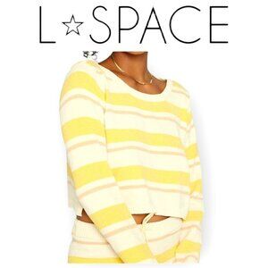 L*SPACE Sun Seeker Colorblock Sweater XS Yellow White Lightweight Pullover Knit